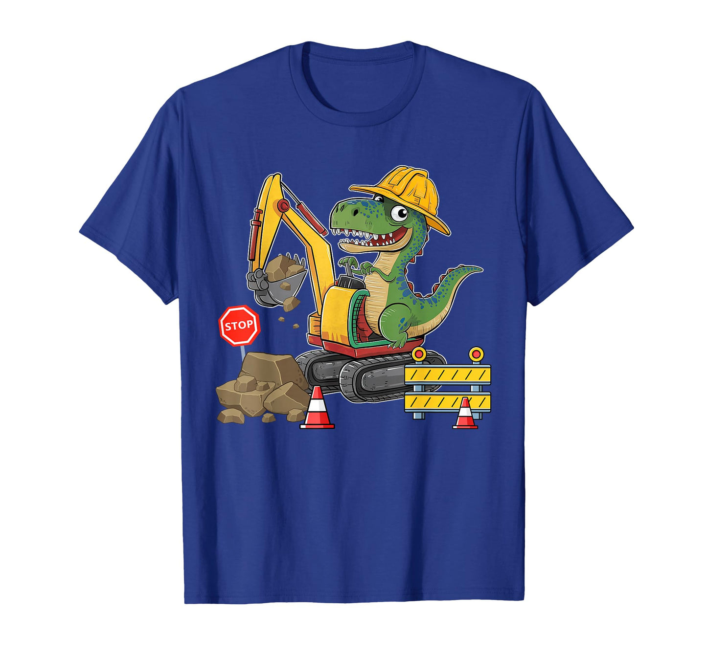 Dinosaur Construction Worker Excavator Truck Kids Boy Girl T-Shirt