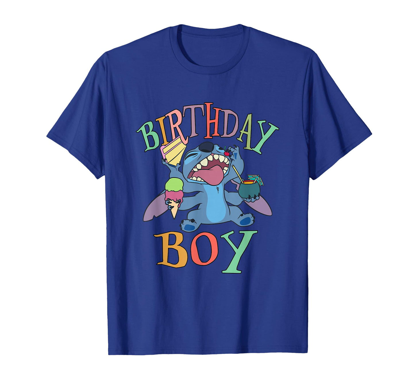 Disney Lilo & Stitch Birthday Boy Stitch Enjoying Big Logo T-Shirt