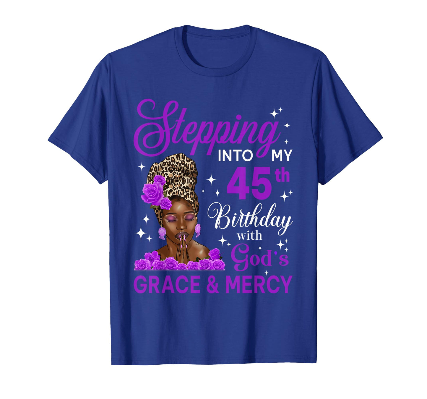 Stepping Into My 45th Birthday Headwrap Black Woman T-Shirt