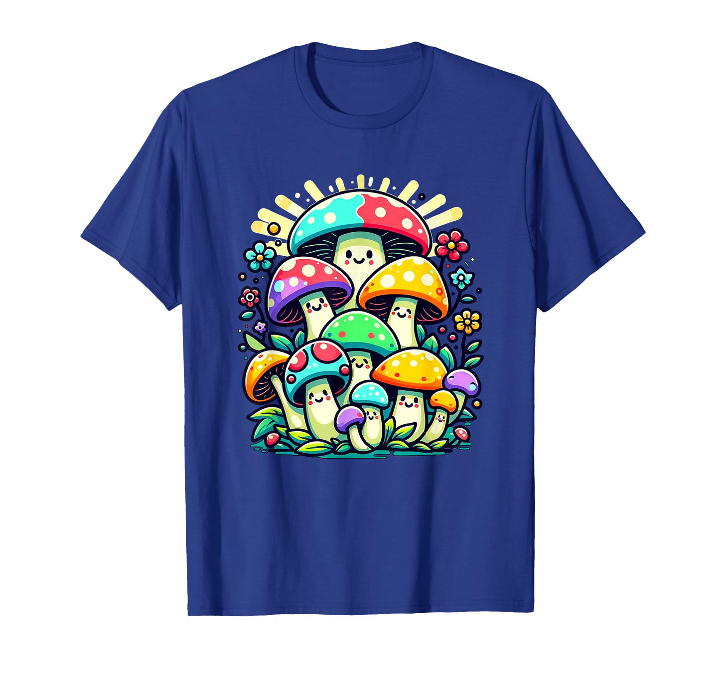 Kids Cute Whimsical Mushroom Illustration Funny Fungi Themed T-Shirt