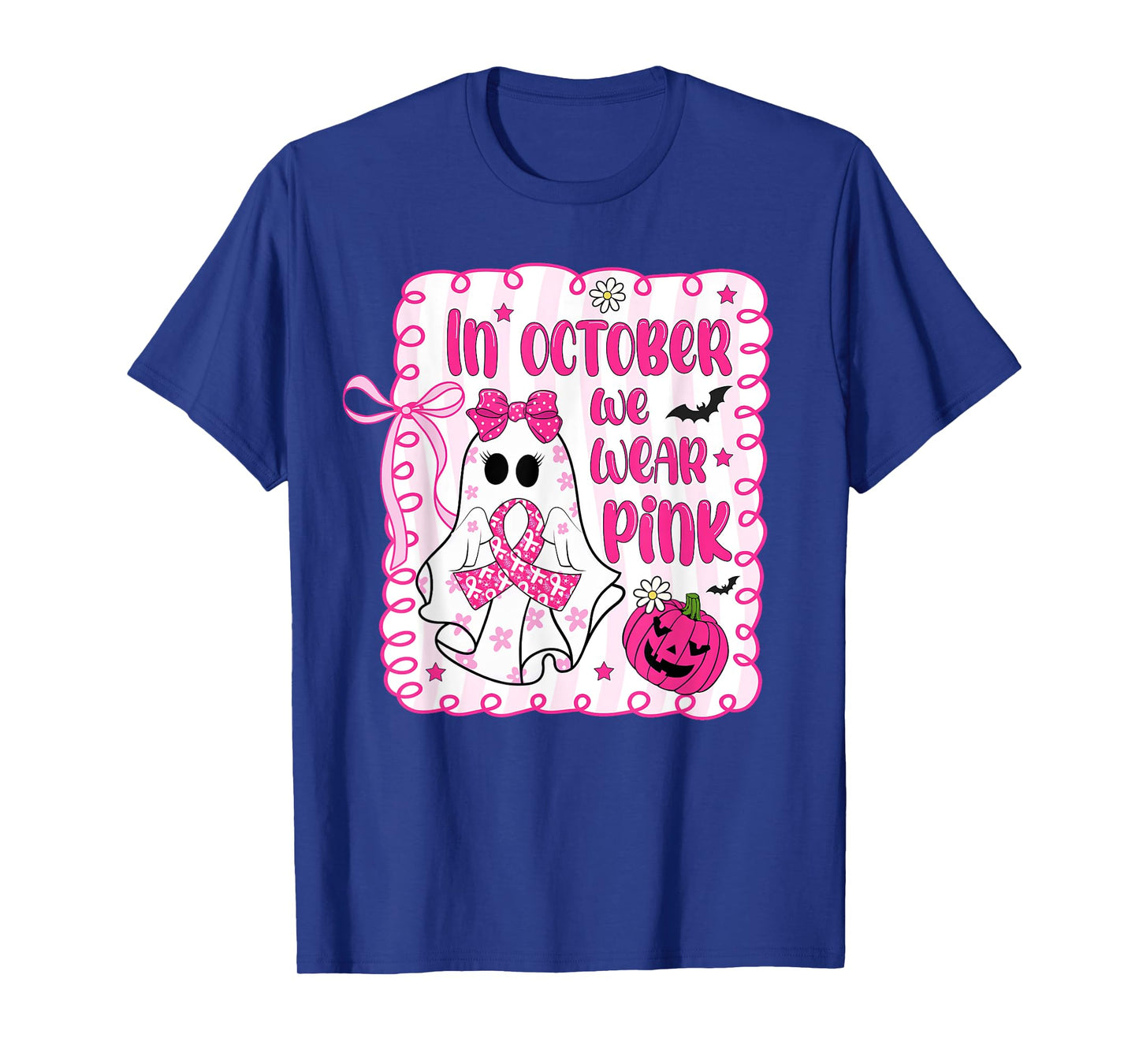 in October We Wear Pink Coquette Breast Cancer Awareness T-Shirt