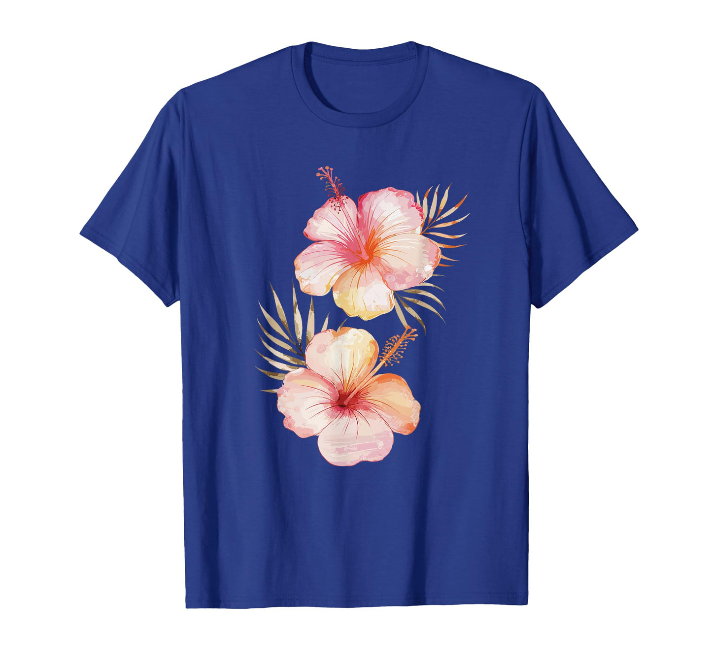 Watercolor Tropical Hibiscus Flowers Floral Summer Art T-Shirt