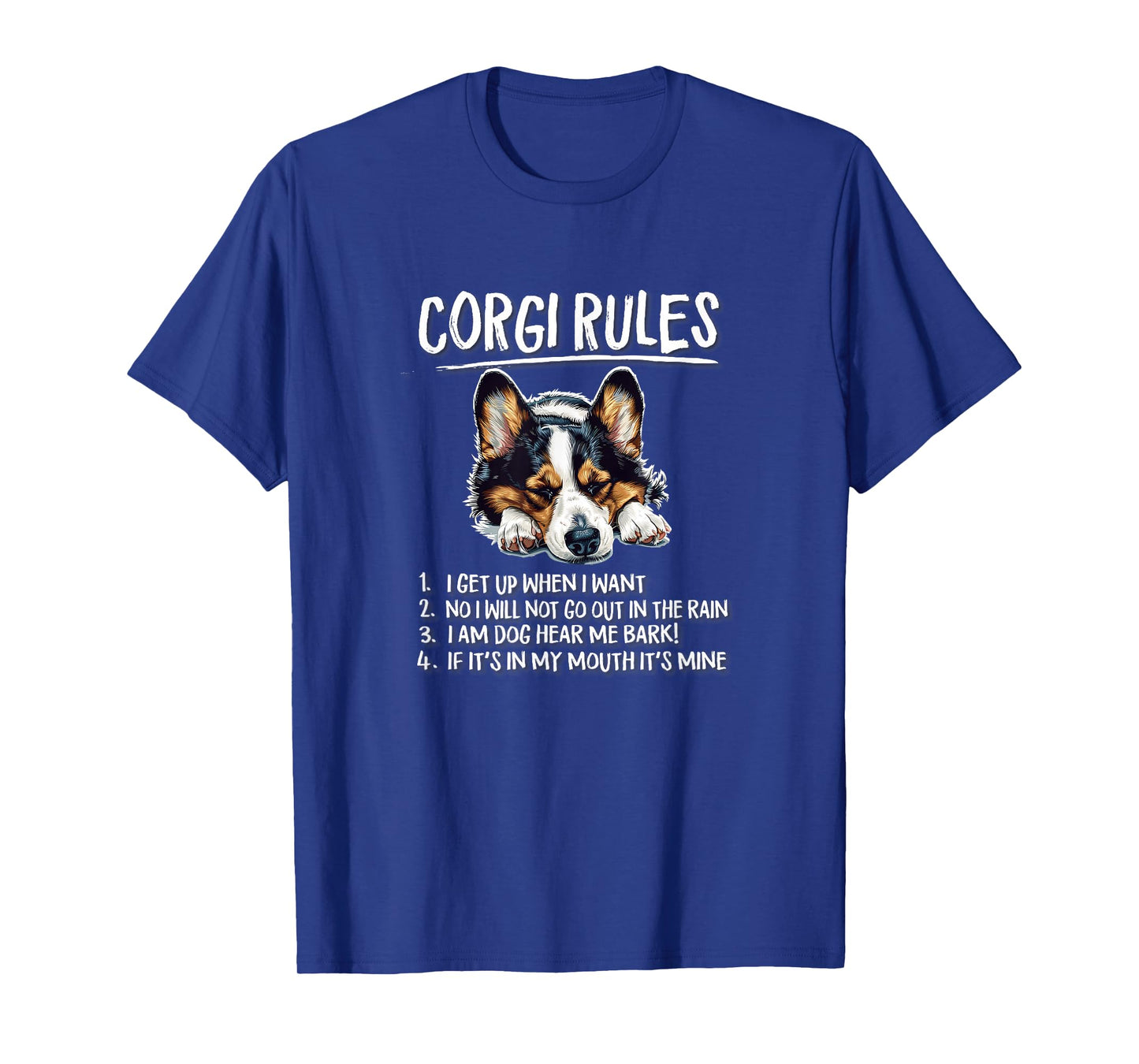 Funny Rules Napping Black Pembroke Tricolor Corgi Lover T-Shirt