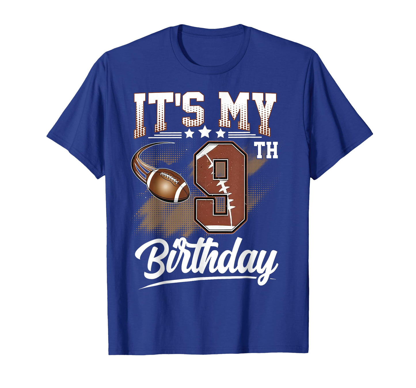 Kids 9 Year Old It's My 9th Birthday Football Themed Party T-Shirt