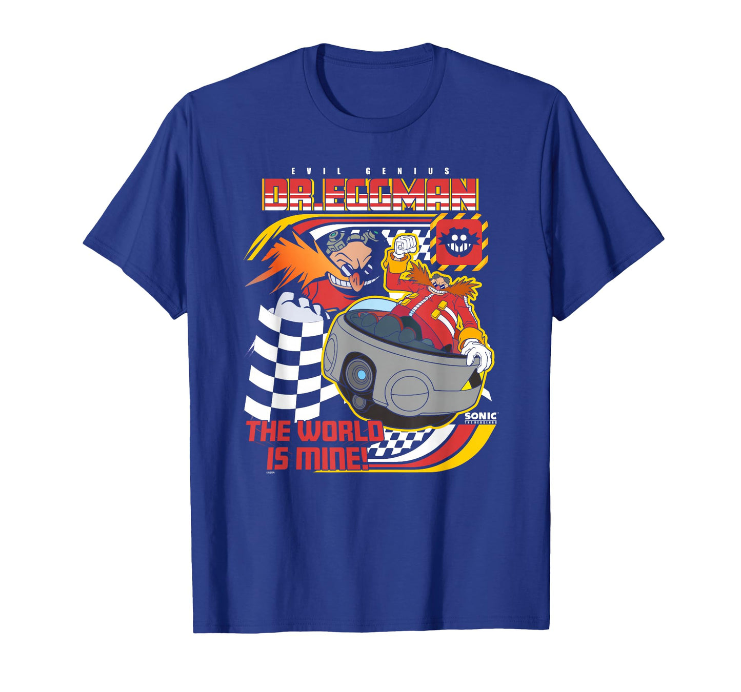 Sonic The Hedgehog Dr Eggman Speeder Race Retro Chest Poster T-Shirt