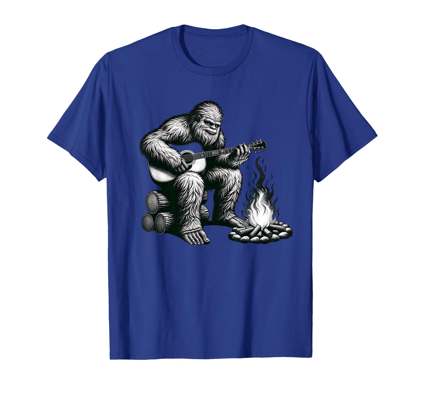 Bigfoot Playing Guitar Rock on Sasquatch Big Foot T-Shirt
