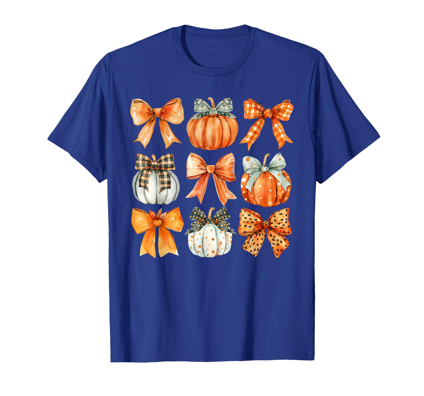 Coquette Bow Pumpkin Season Thanksgiving Autumn Fall Leaves T-Shirt