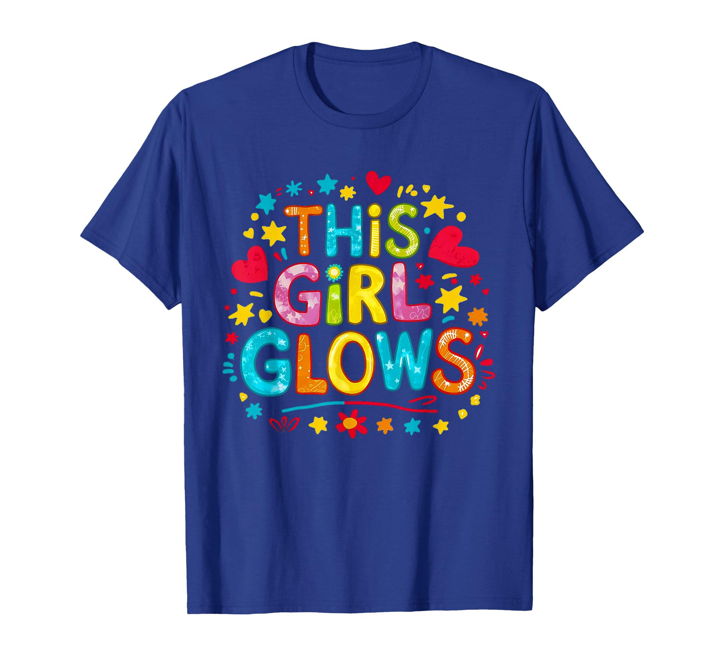 This Girl Glows for Women & Girls Tie Dye 80s Themed Disco T-Shirt