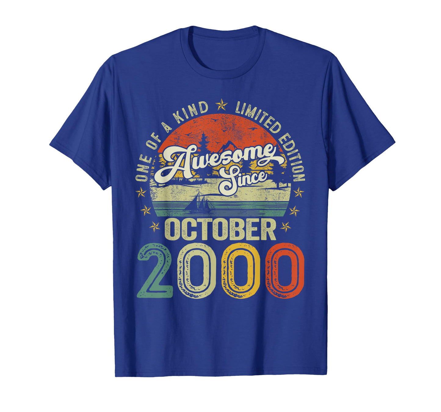 Awesome Since October 2000 Vintage Retro 25th Birthday Men T-Shirt
