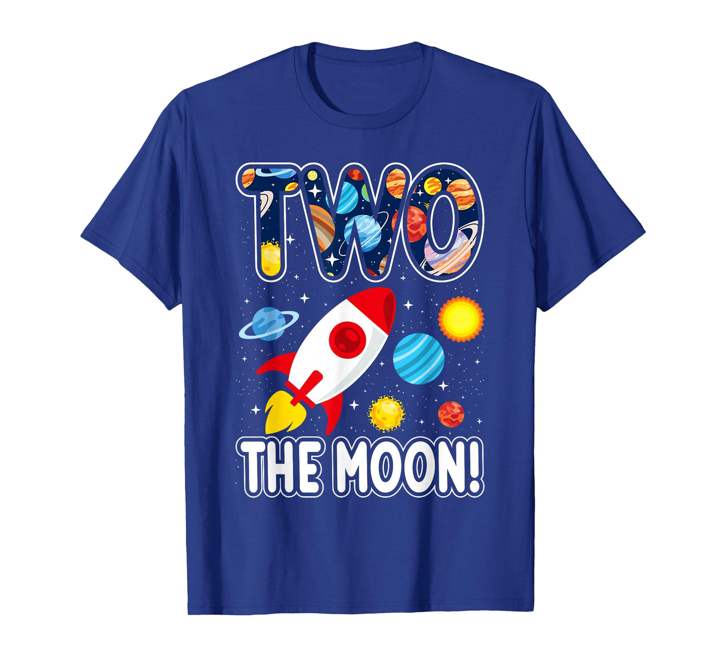 Two The Moon Outer Space 2 Year Old 2nd Birthday Party Space T-Shirt