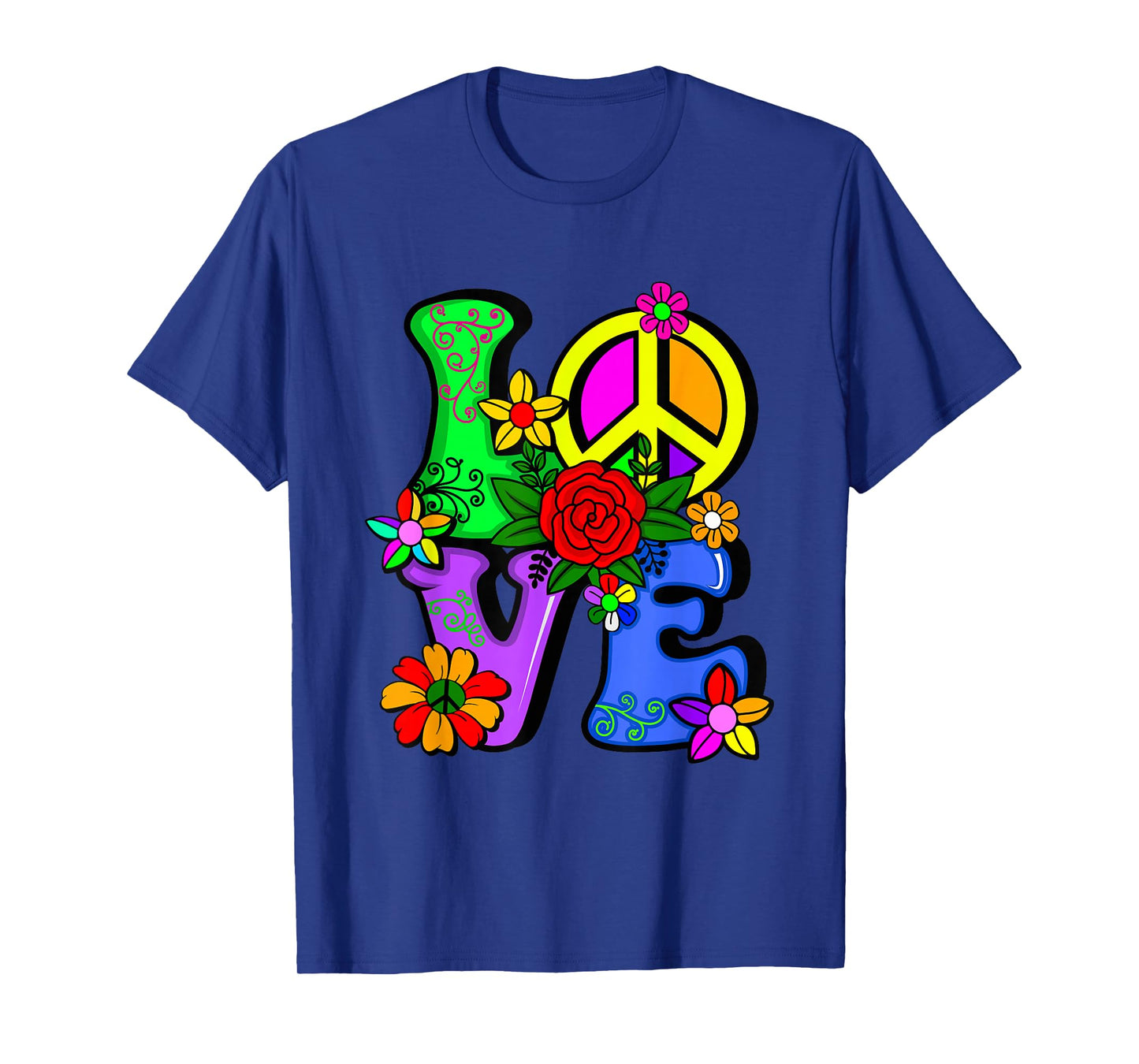 Retro 60's 70's Flower Power Hippy, Groovy Love Peace Hippie T-Shirt