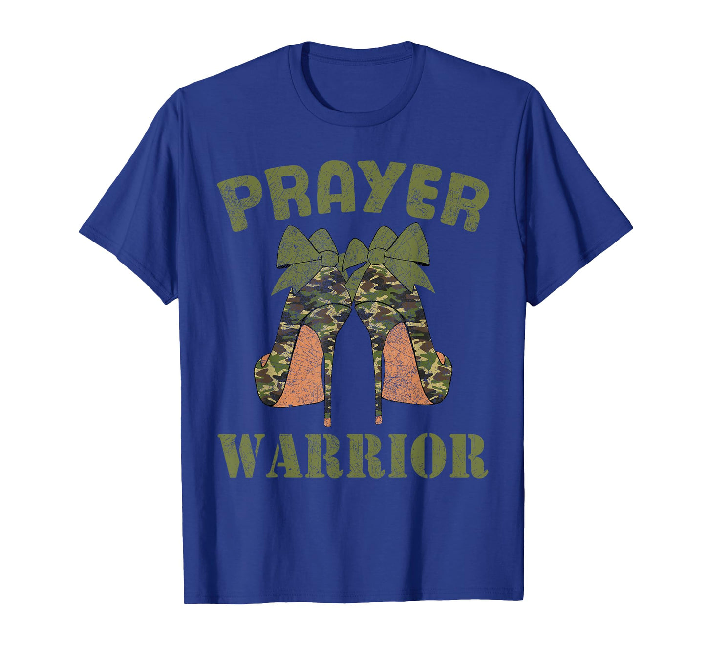 Camo Heels Prayer Warrior God Jesus Christian Faith Women T-Shirt