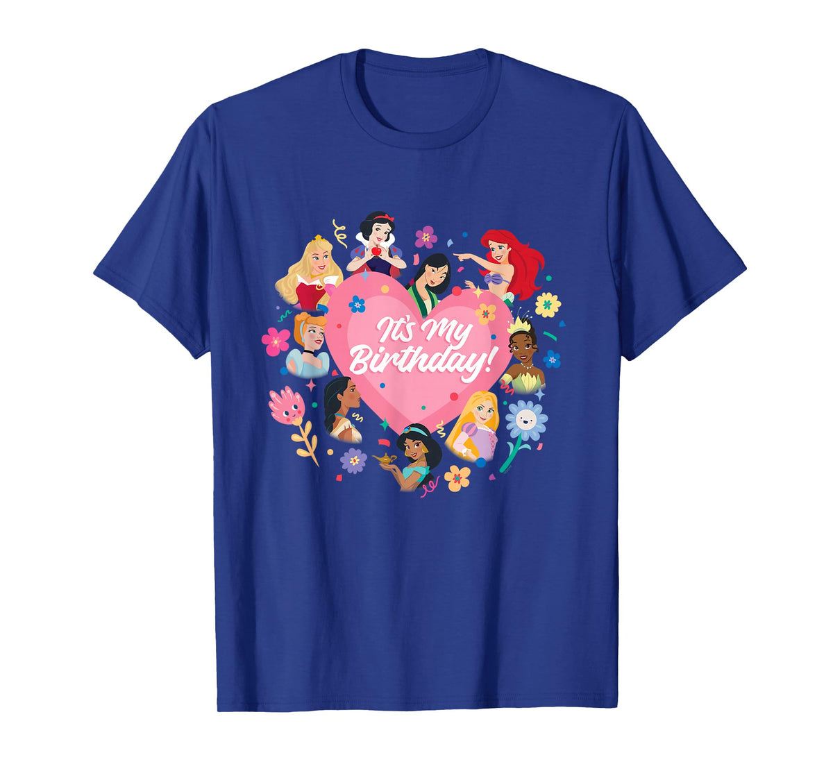 Disney Princess Pink Heart and Flowers It's My Birthday T-Shirt