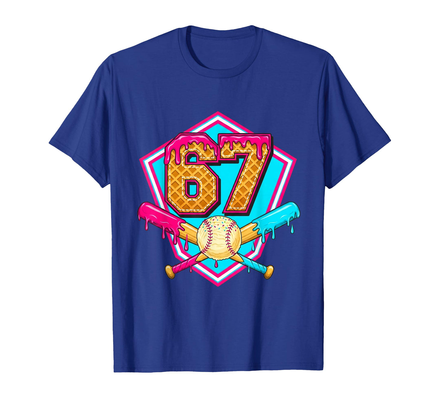 Baseball Drip Jersey Number 67 for Players & 67th Birthday T-Shirt