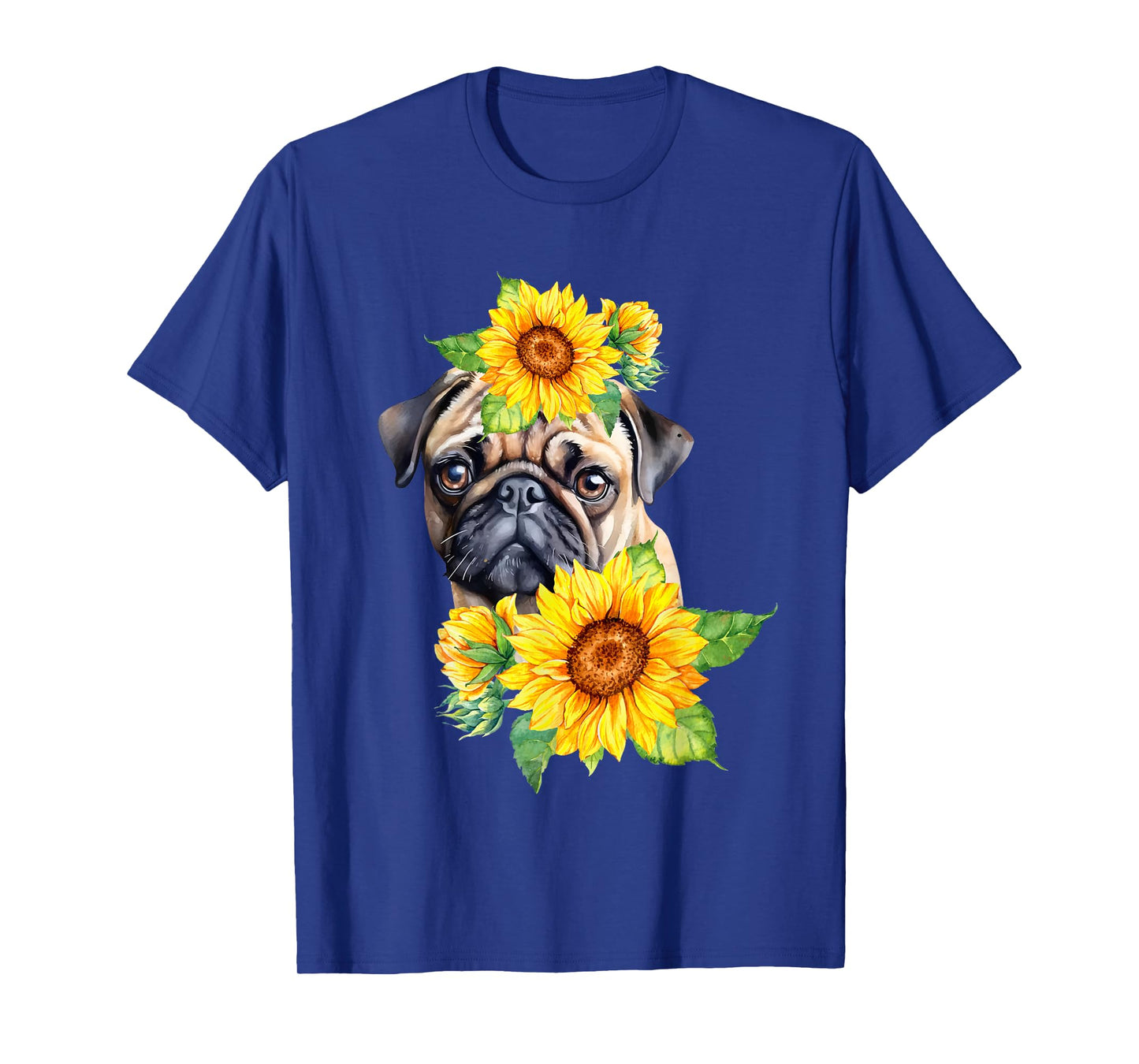 Pug Sunflower Dog Mom Dad T-Shirt