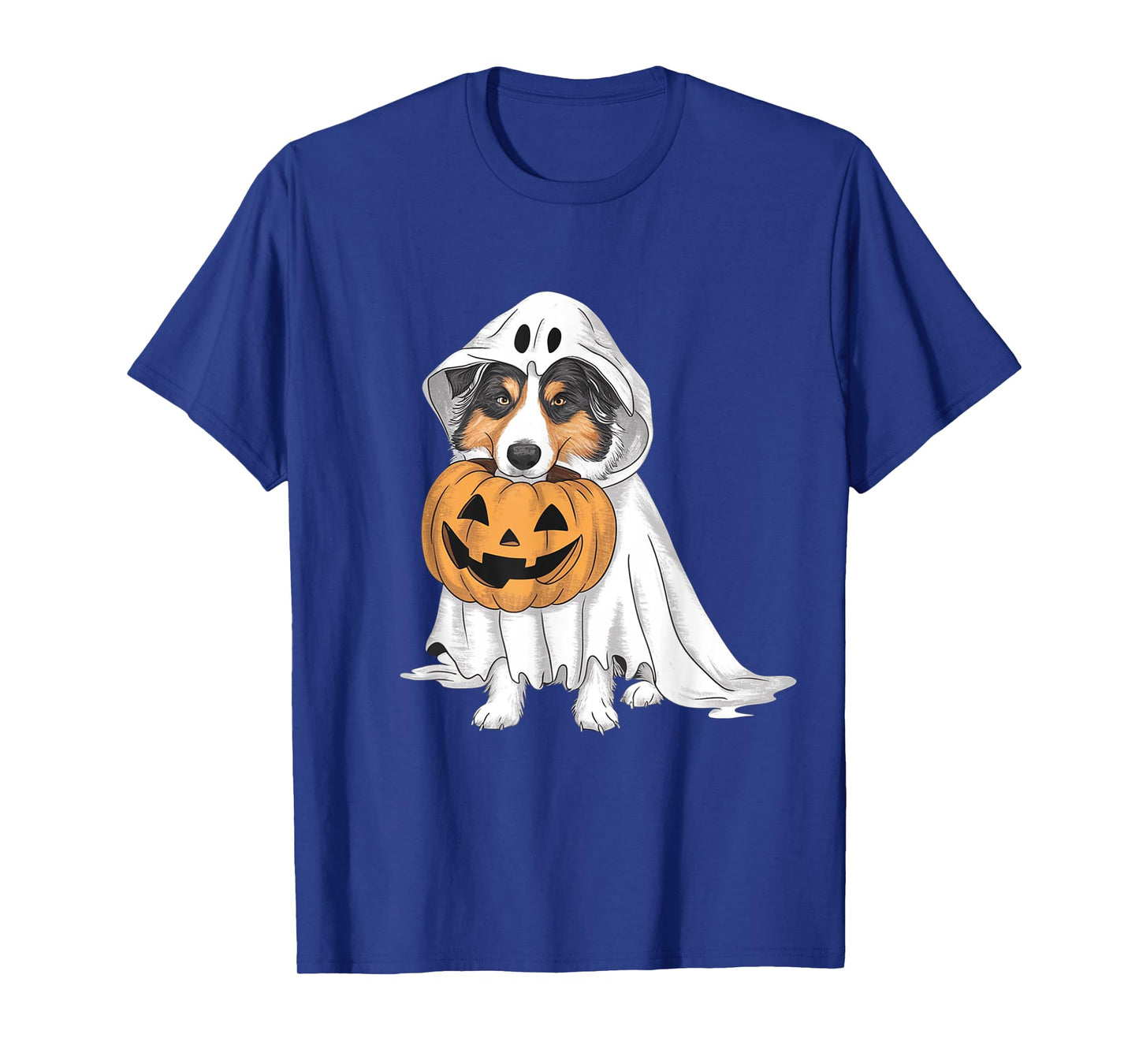 Australian Shepherd Ghost Dog Halloween T-Shirt for Men Women Kids