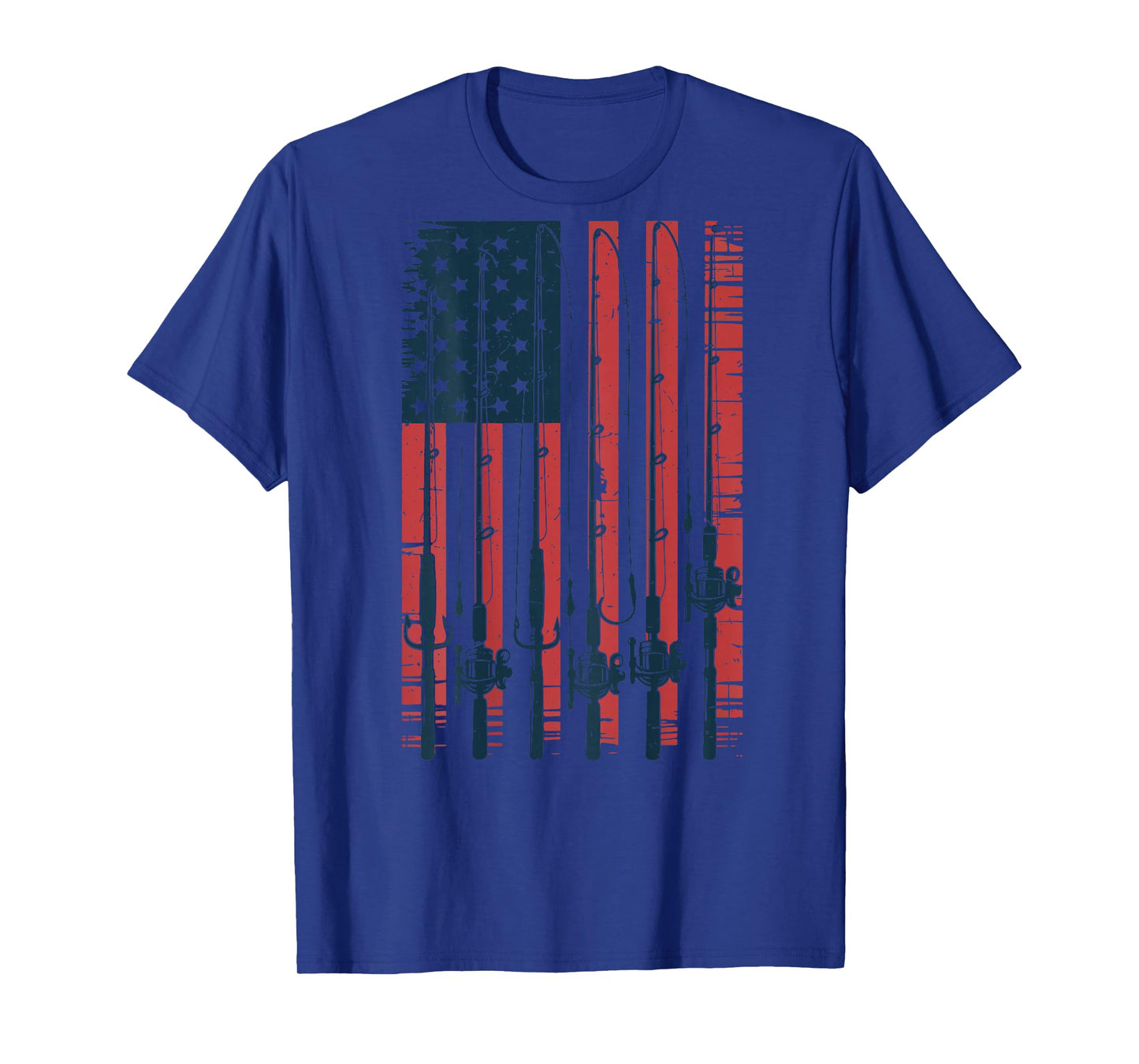 American Flag Fishing Pole Patriotic Fishing Gift Funny Dad T-Shirt