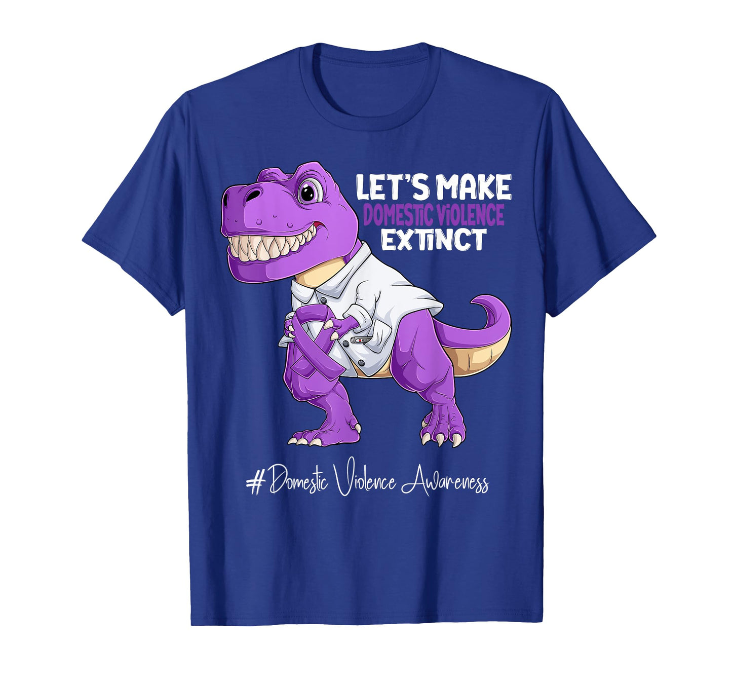 Purple Ribbon Trex Domestic Violence Awareness T-Shirt