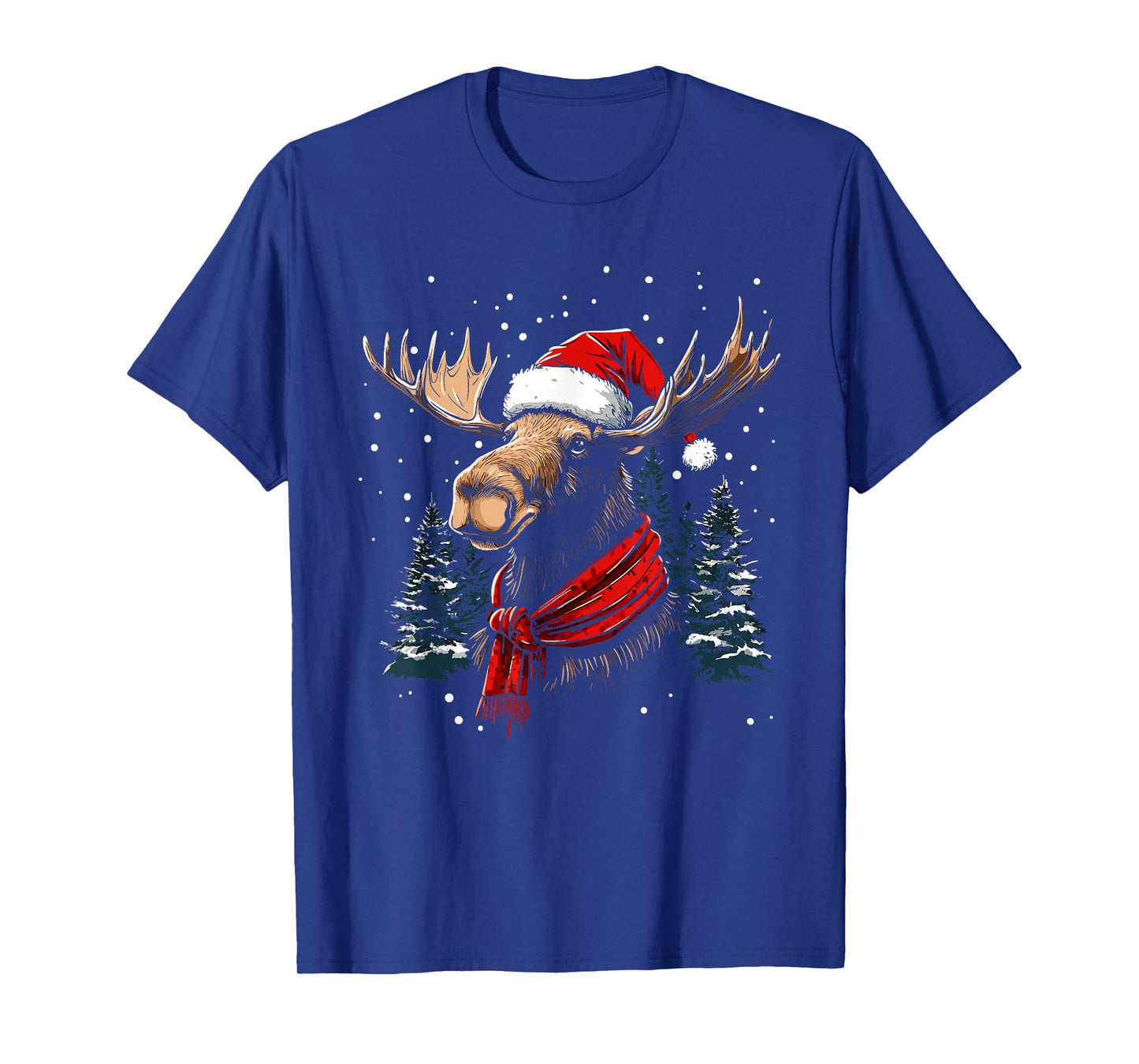Moose Santa Hat Christmas Pajama Funny Moose Xmas T-Shirt