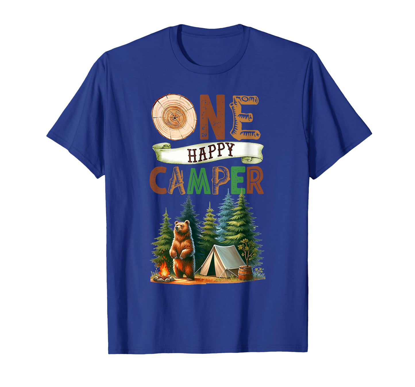 One Happy Camper First Birthday Family Camping Bear Party T-Shirt