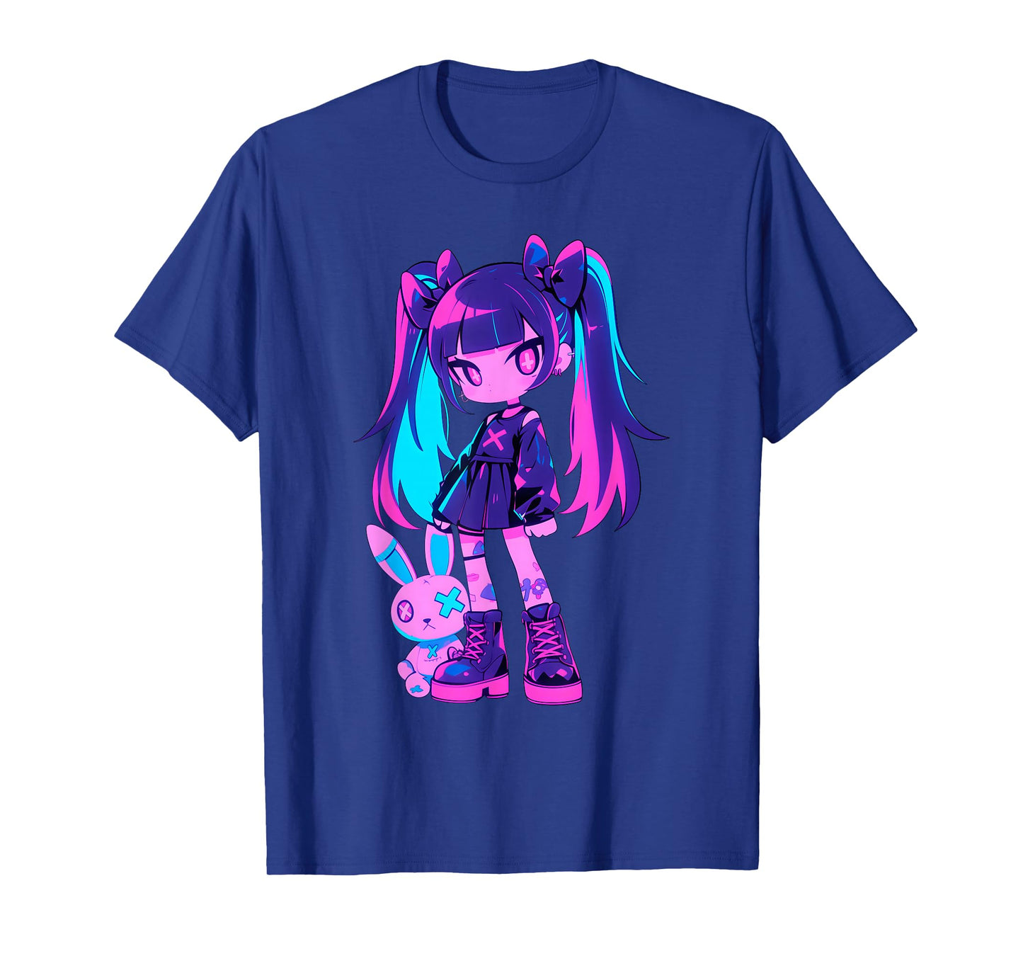 Cute E-Girl Anime Girl Grunge Goth Bunny Gothic Outfit T-Shirt
