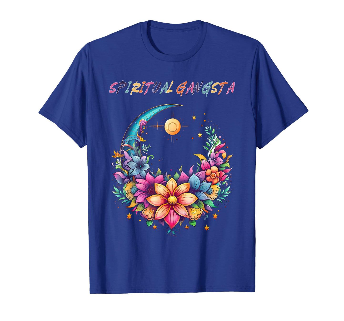 Spiritual Gangsta Floral Moon Yoga Meditation Mandala T-Shirt