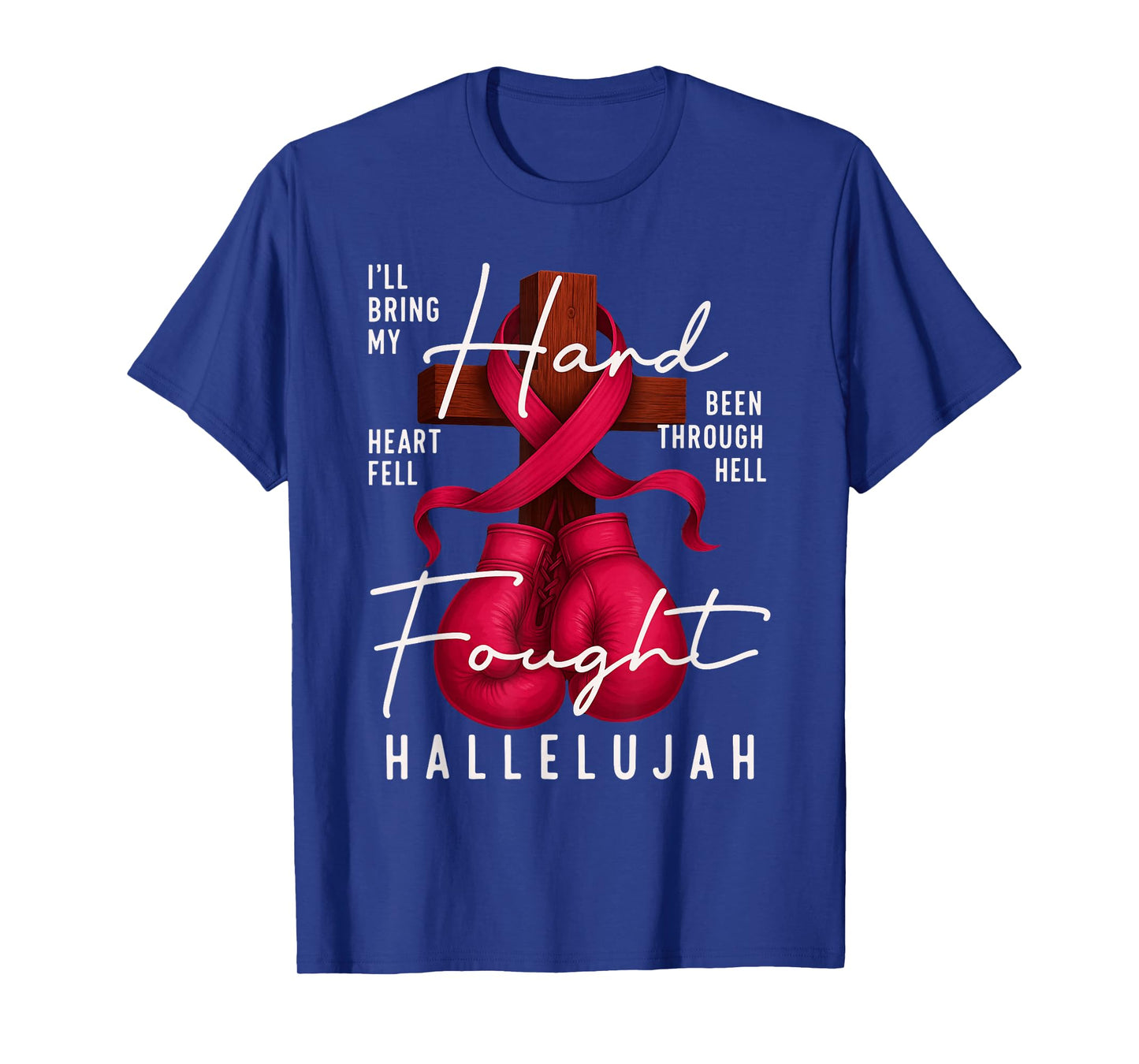 Breast Cancer Awareness Christian Hard Fought Hallelujah God T-Shirt