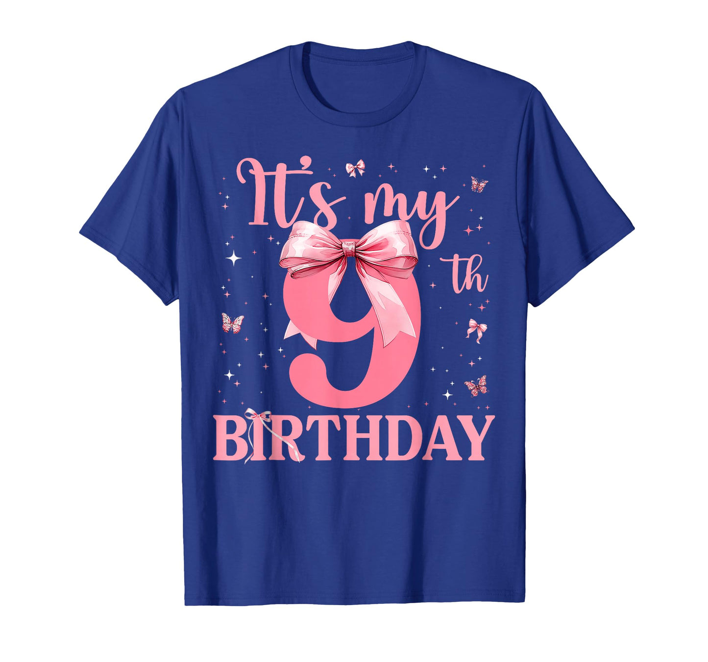 9th Birthday Coquette Bow 9 Years Old Birthday Girl Kids T-Shirt