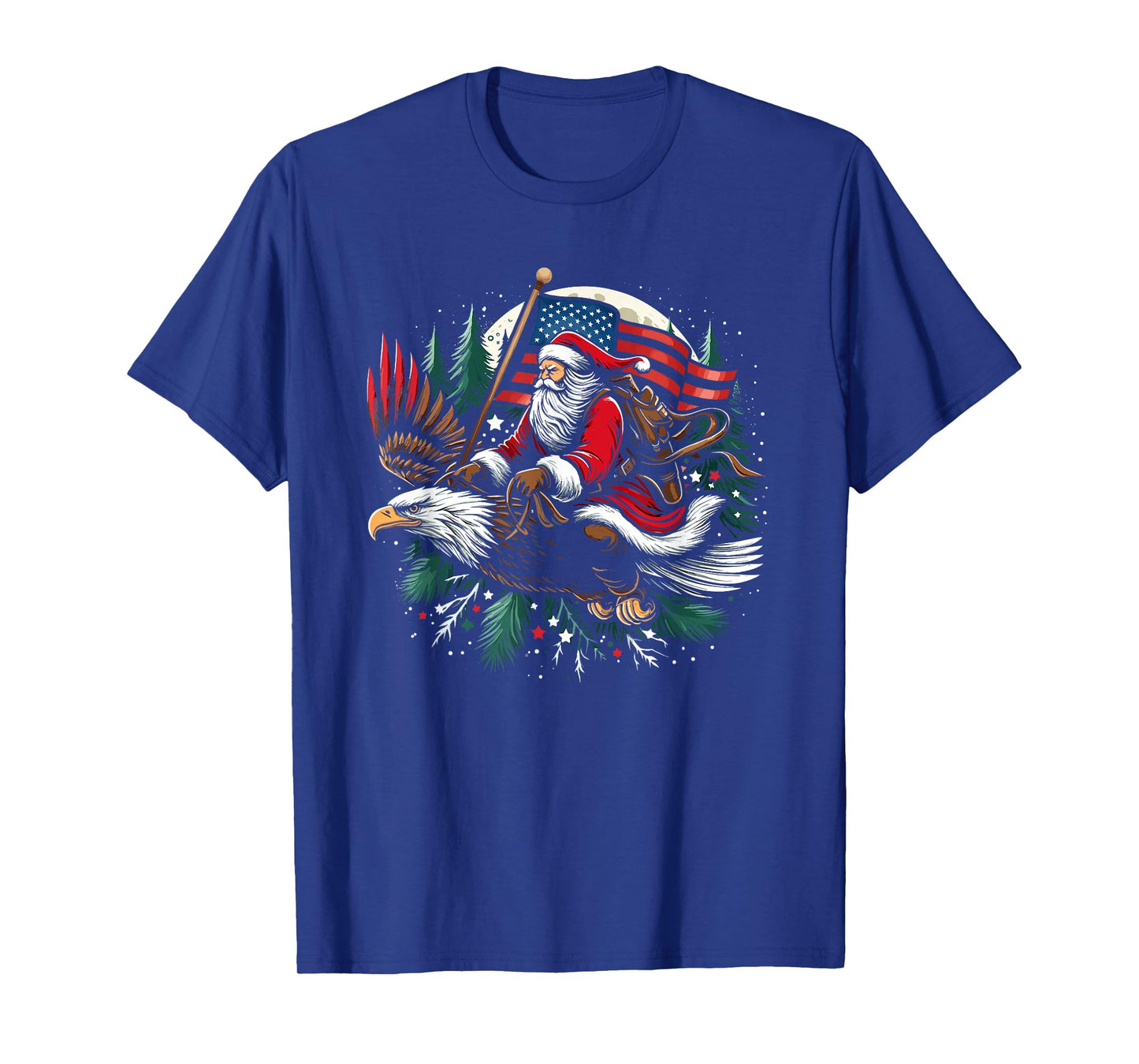 Santa Riding Eagle USA Flag Christmas T-Shirt