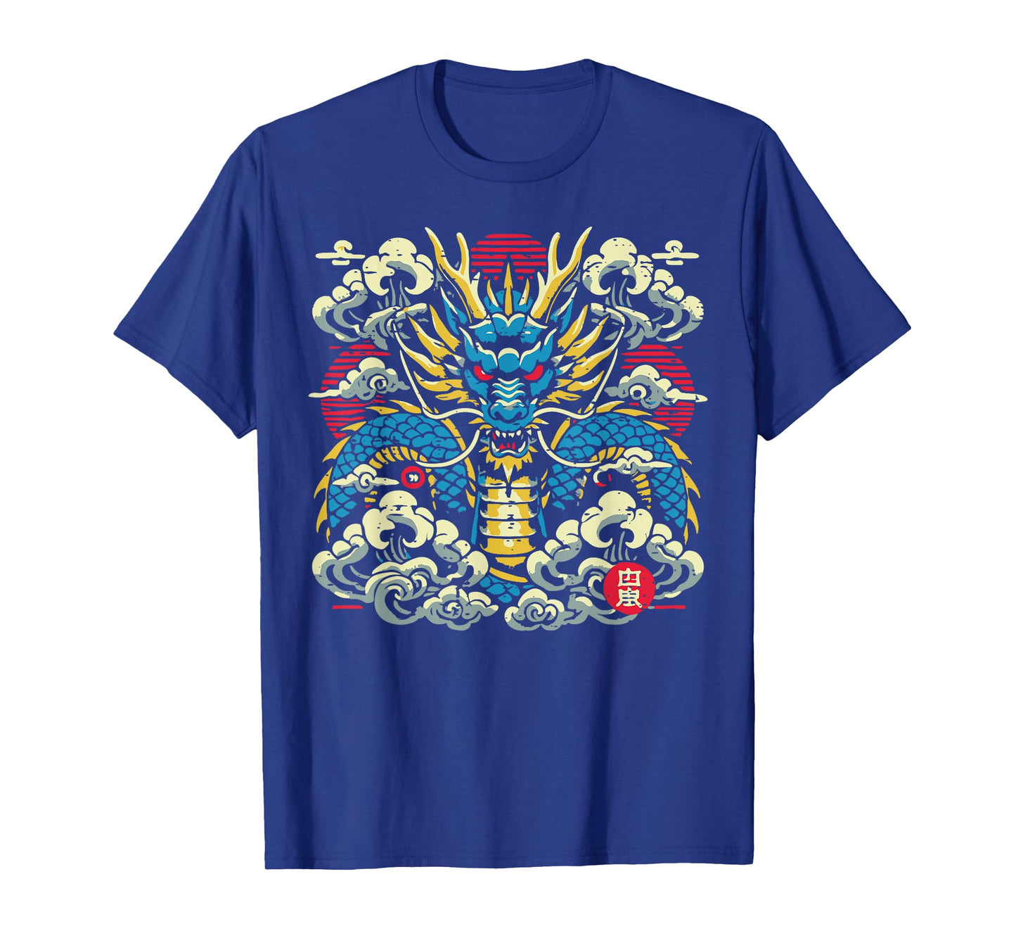 Japanese Dragon Face Clouds Vintage Anime Men Women Kids T-Shirt