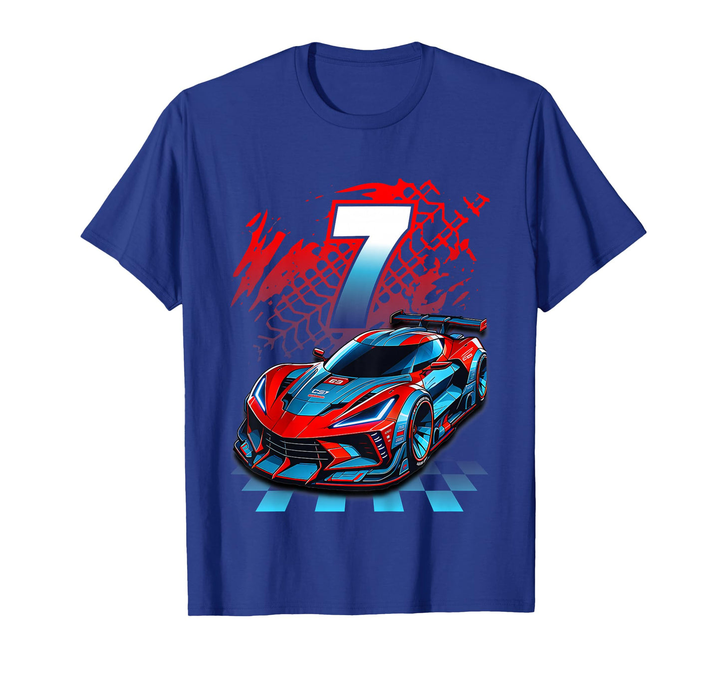 Kids 7 Year Old Race Car 7th Birthday Party Racing Racecar T-Shirt
