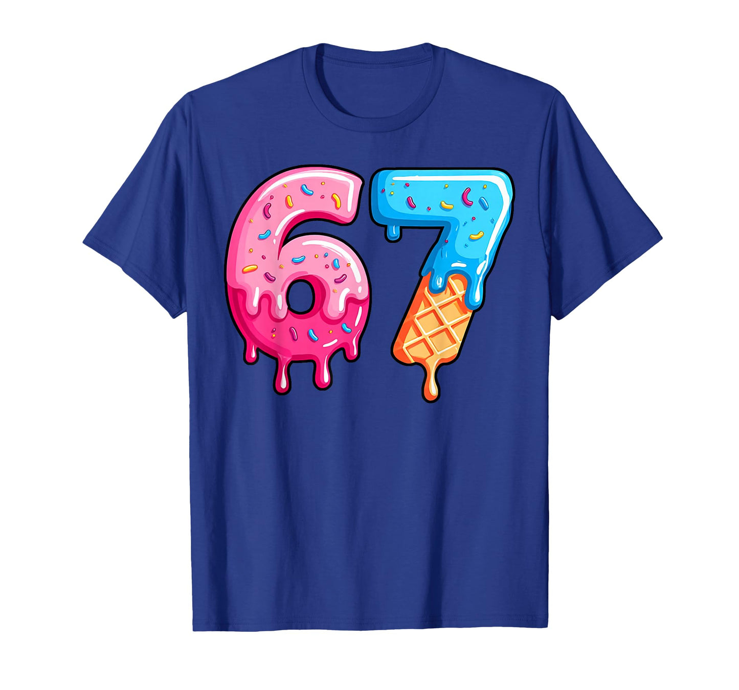 Six Seven Ice Cream Drip Cool Meme 67 Funny Number T-Shirt