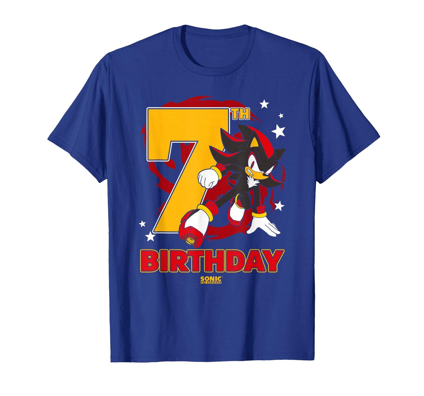 Sonic The Hedgehog Epic Shadow 7th Birthday Big Chest Logo T-Shirt