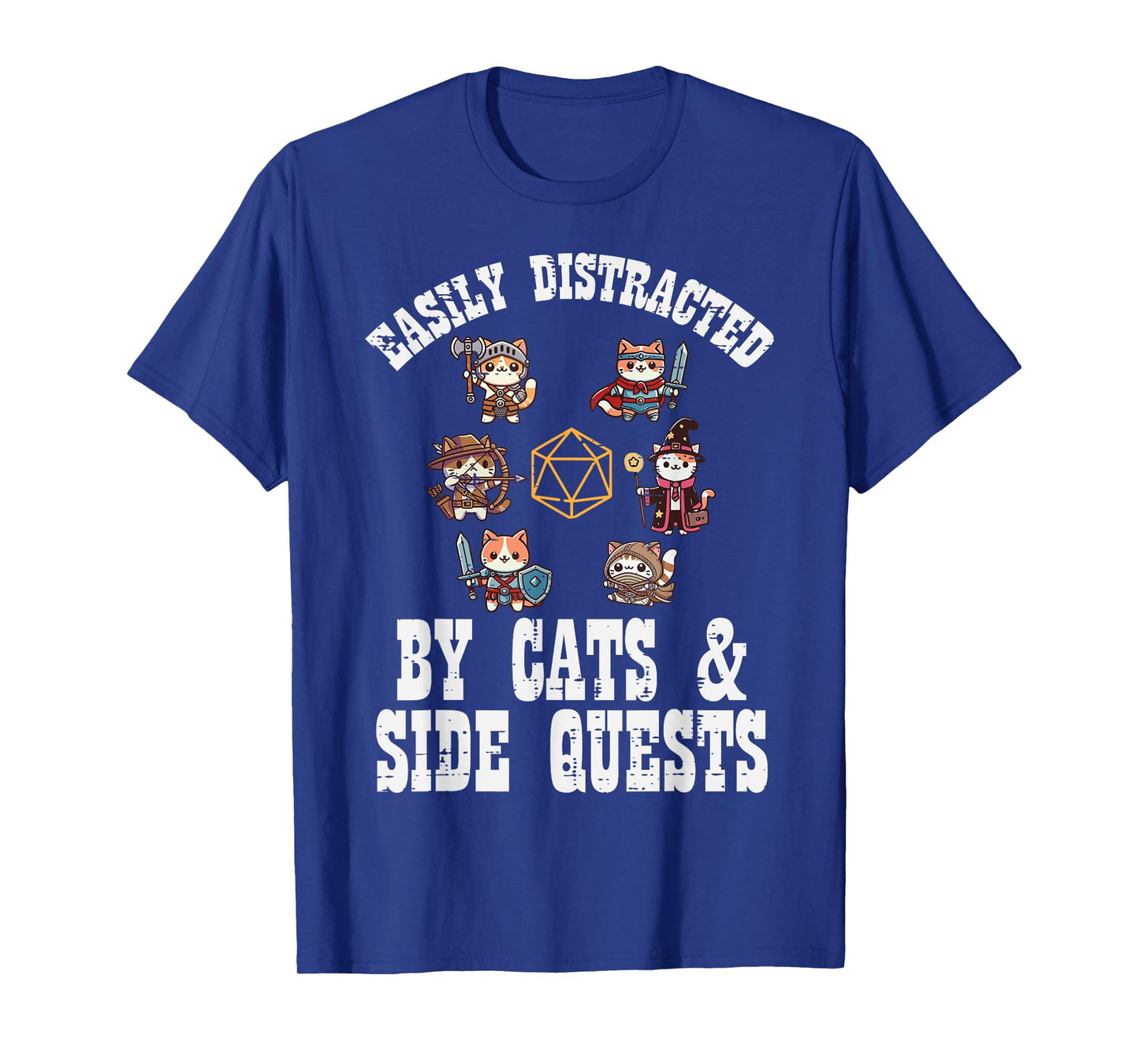 Gaming Easily Distracted By Cats Side Quests Boys Kids Men T-Shirt