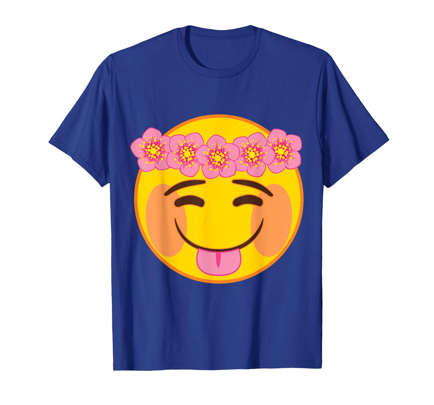 Official Emoji Flower Crown Tongue Yellow Smile Face T-Shirt