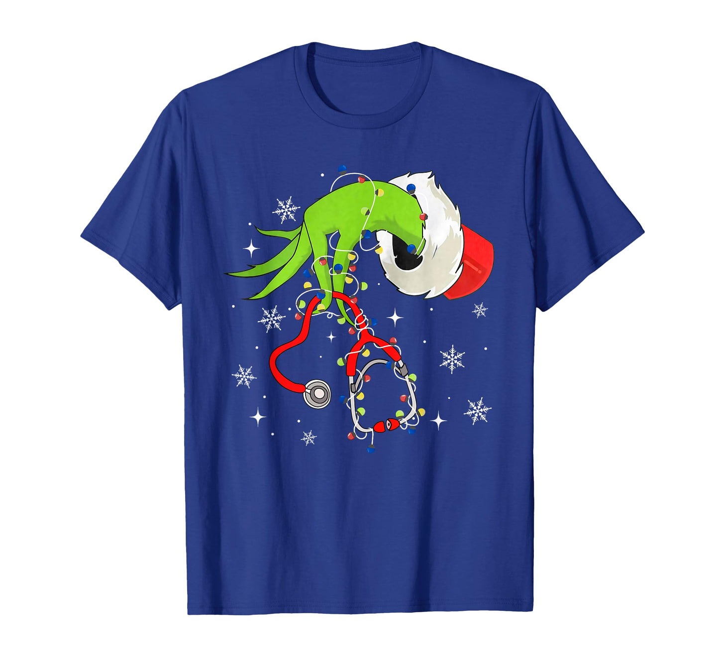 Nurse Christmas Stethoscope Nurses Xmas Pajamas Santa Women T-Shirt