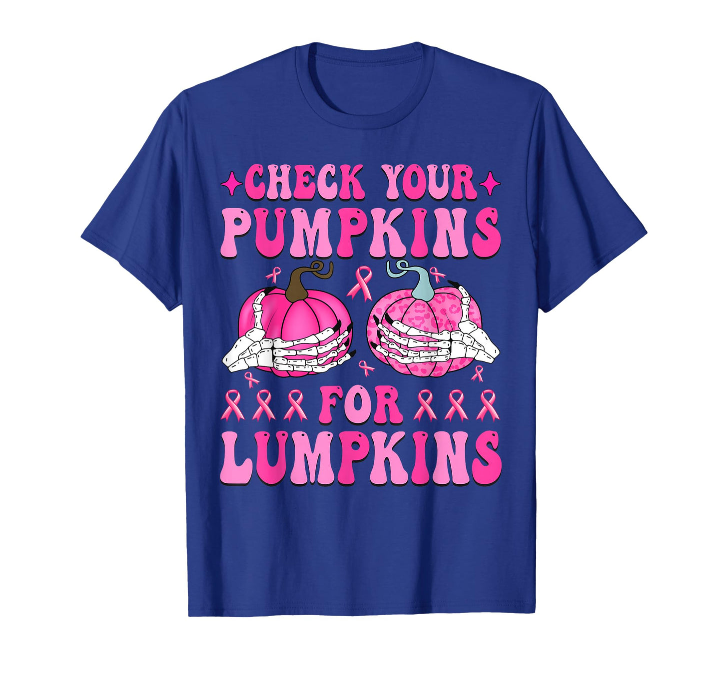 Check Your Pumpkins Breast Cancer Awareness Halloween T-Shirt