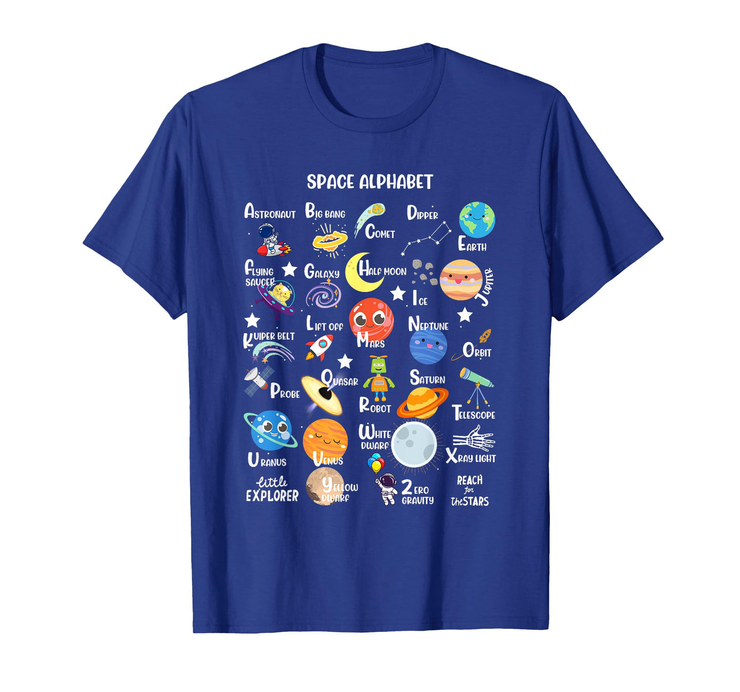 Space Alphabet A-Z ABC of Outer Space STEM Kids T-Shirt