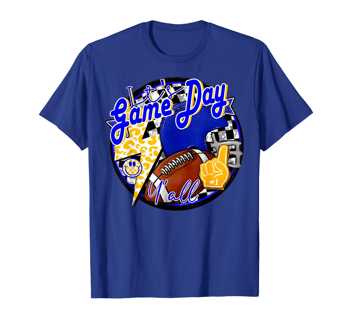 It's Game Day Y'all Retro Football Team Spirit Blue & Gold T-Shirt