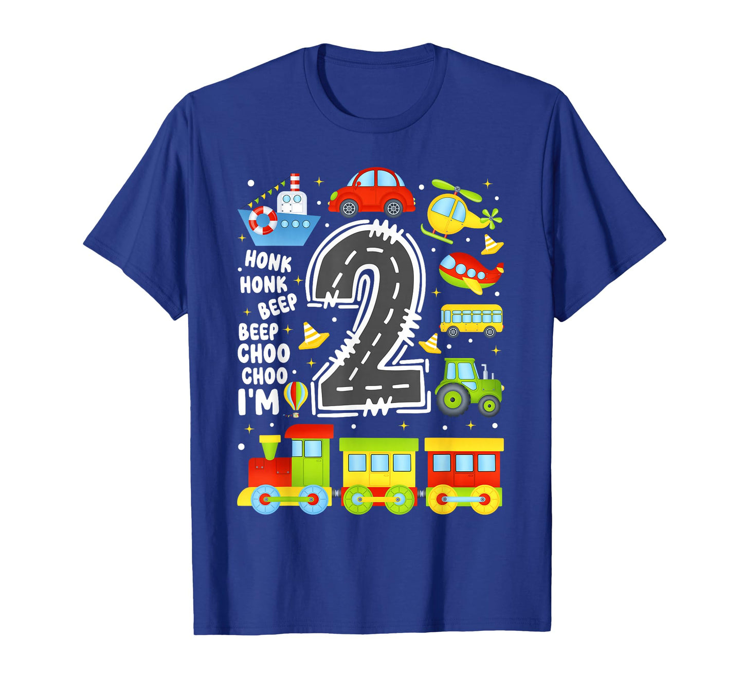 2 Years Old Boys Girls Kids 2nd Birthday Transportation T-Shirt