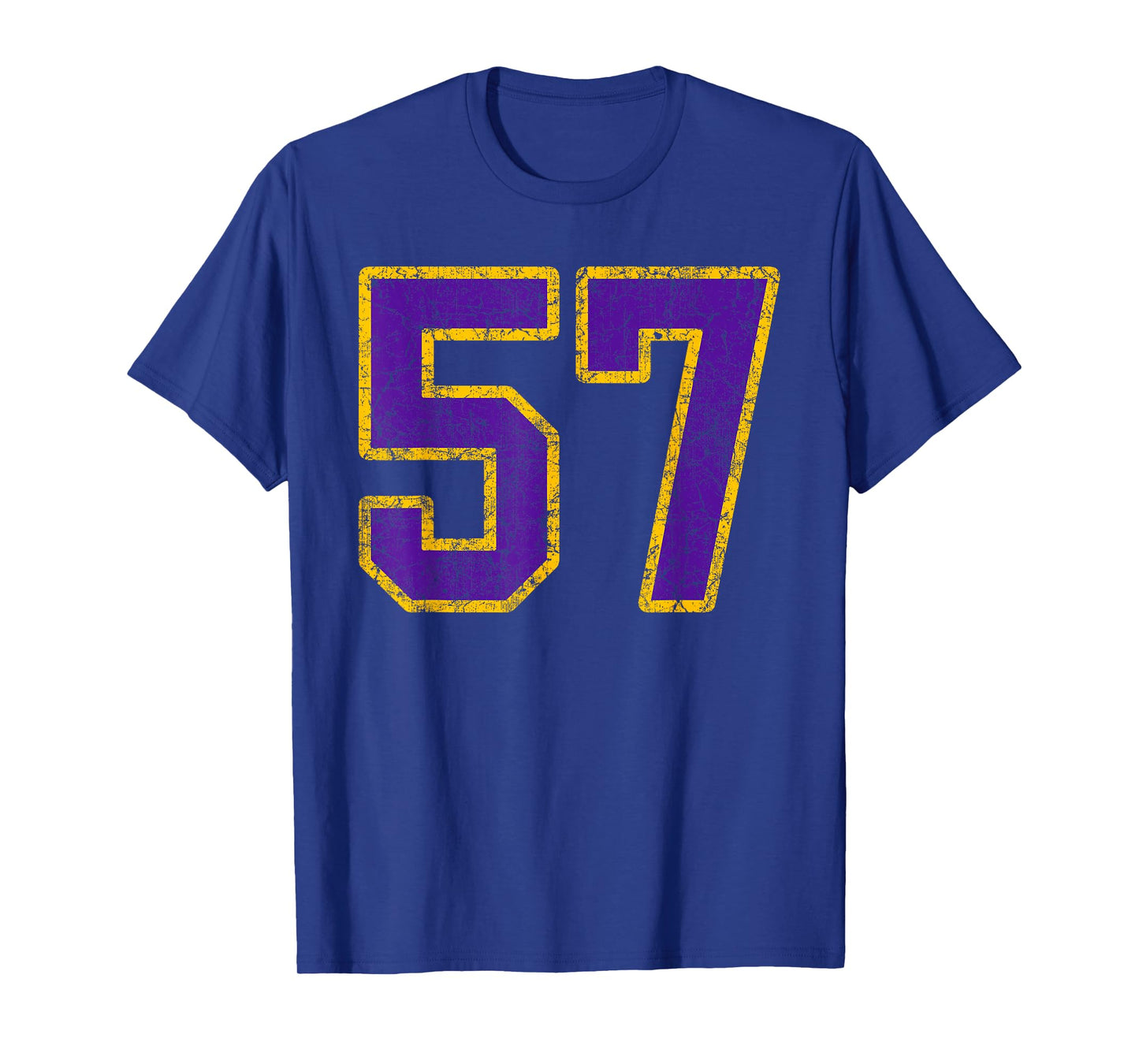 Purple Gold Number 57 Jersey Player Uniform #57 Grunge T-Shirt