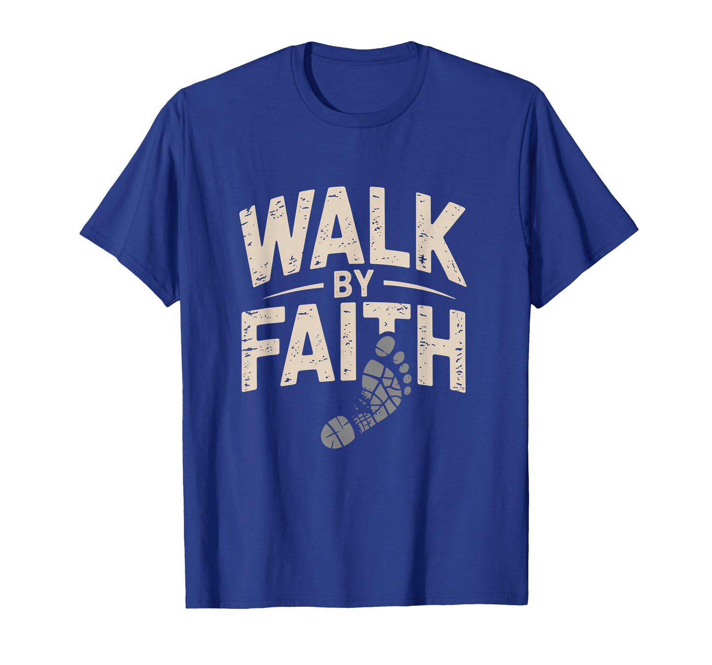 Walk by Faith Christian Footprint Inspirational Tee T-Shirt