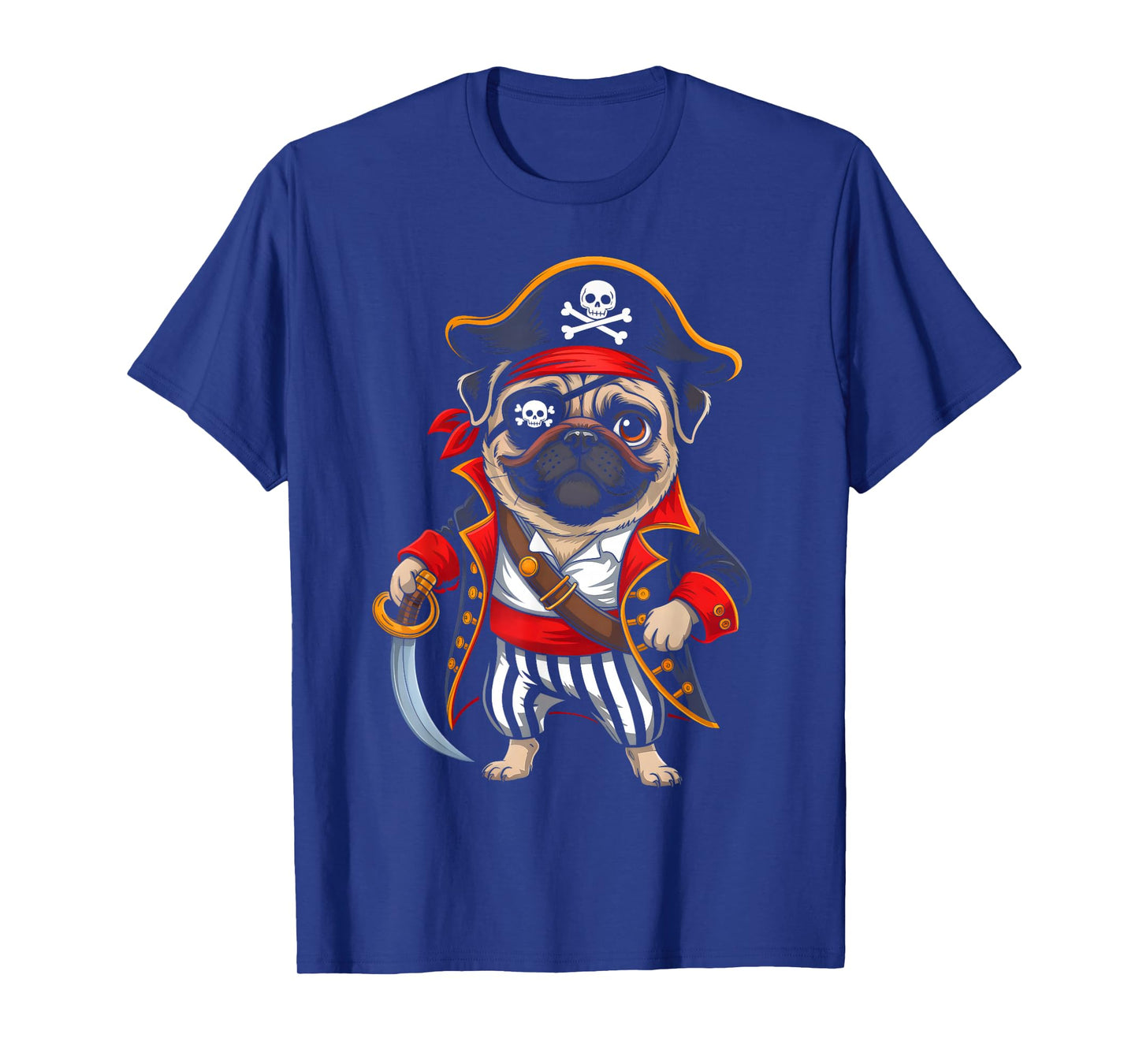 Pirate Pug Dog Halloween Costume Men Women Boys Girls Kids T-Shirt