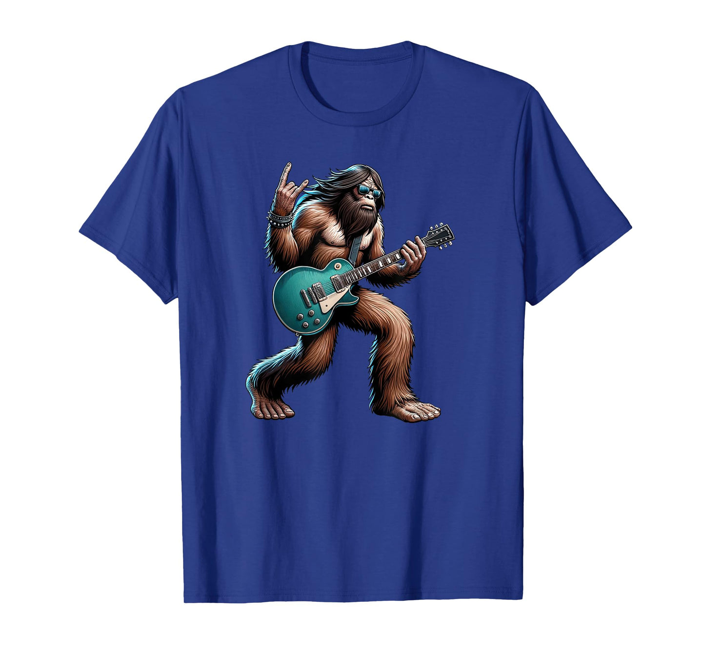 Rock On Bigfoot Playing Electric Guitar Sasquatch Music Band T-Shirt