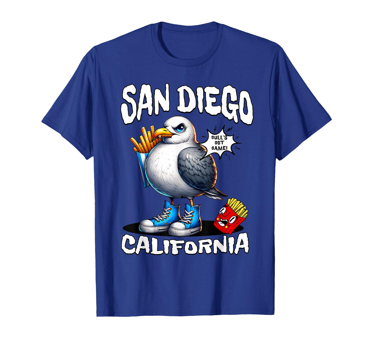 San Diego California Seagull French Fries Funny Souvenir T-Shirt