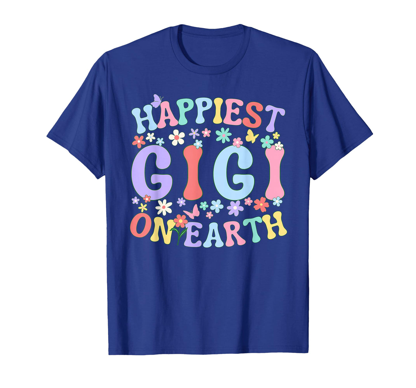 Happiest Gigi On Earth Family Trip Squad Groovy Grandma T-Shirt