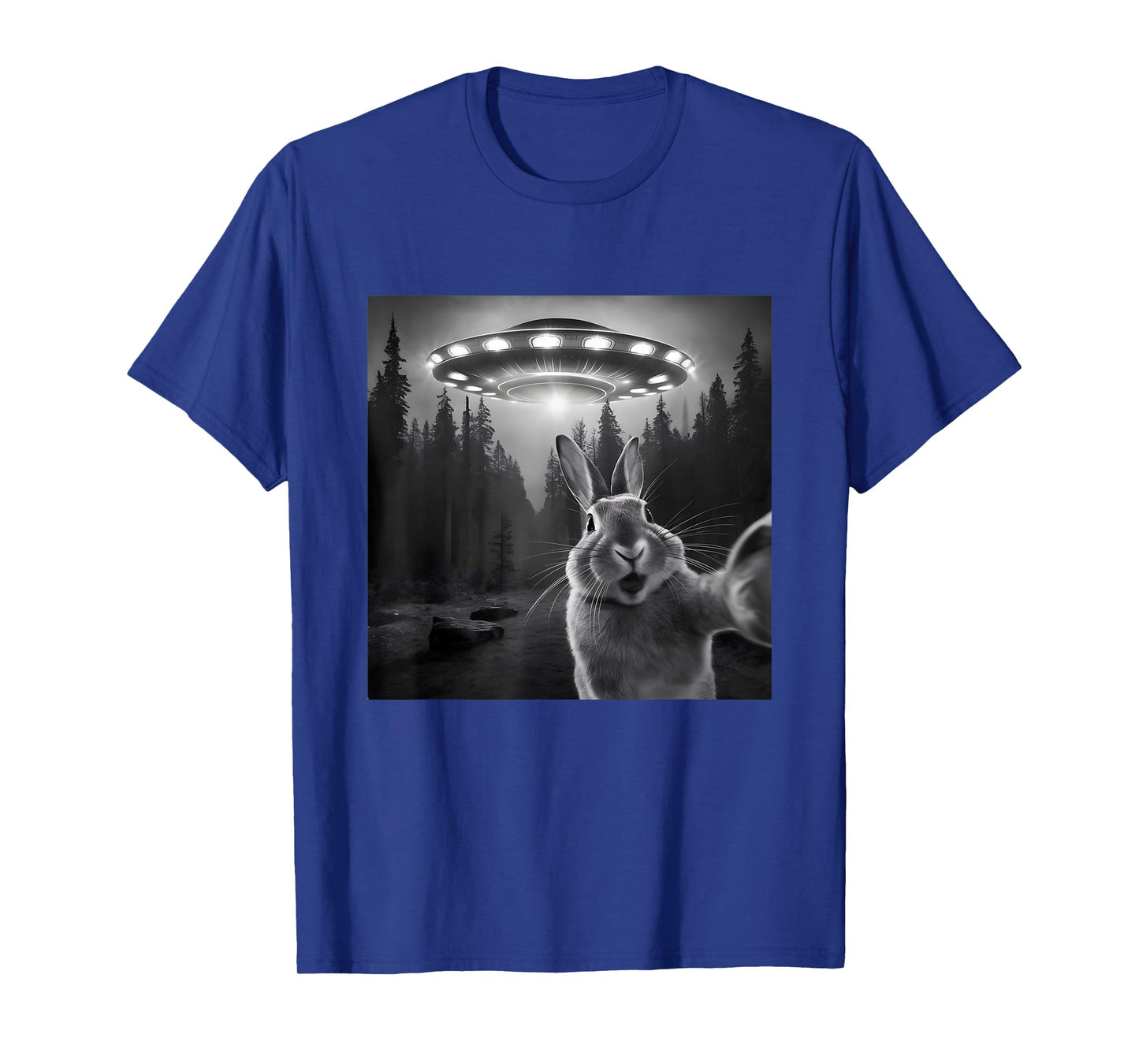 Rabbit Selfie With UFO - Funny Bunny Graphic Alien Lover T-Shirt