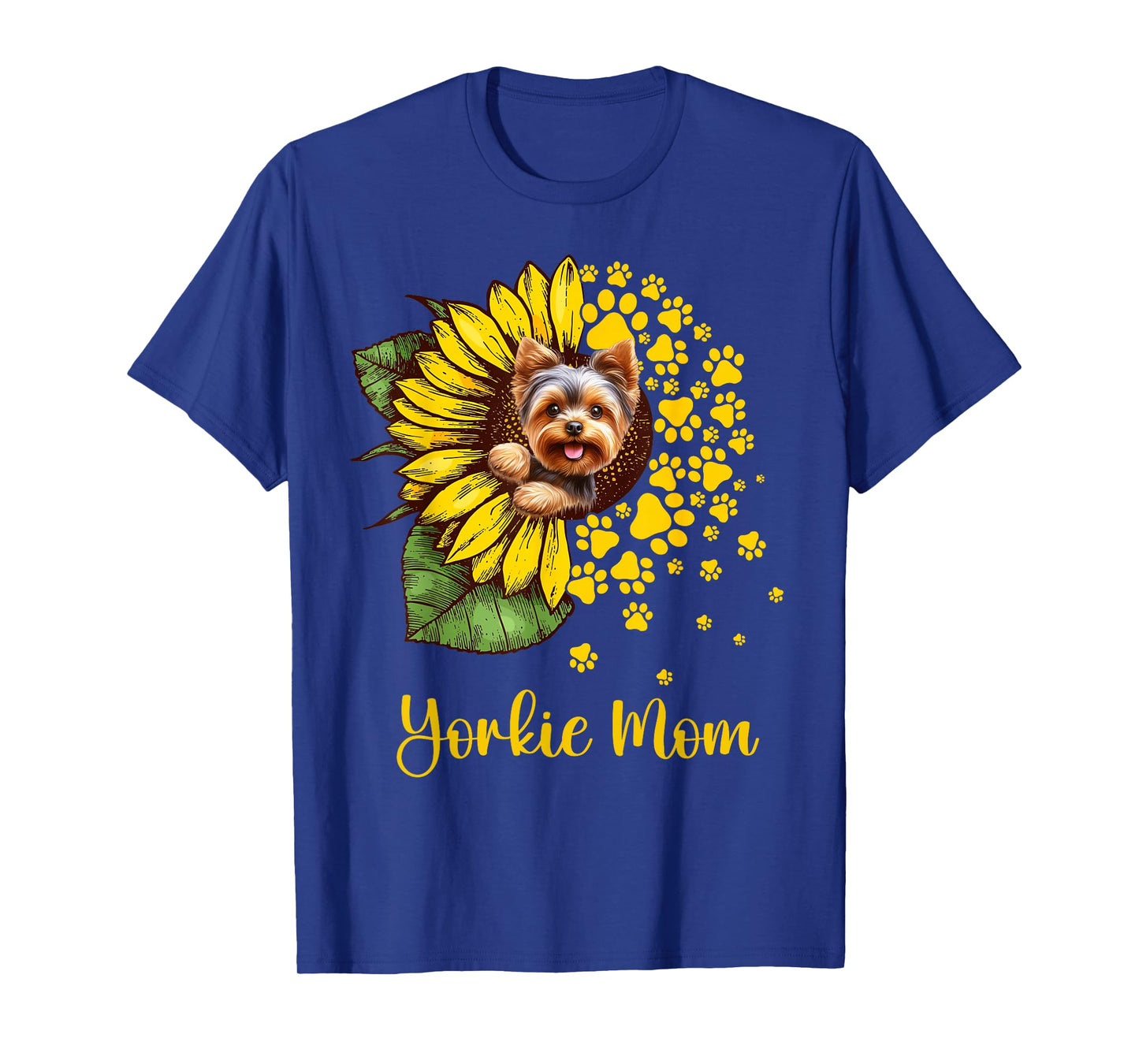 Womens Sunflower Yorkie Mom Dog Lover T-Shirt
