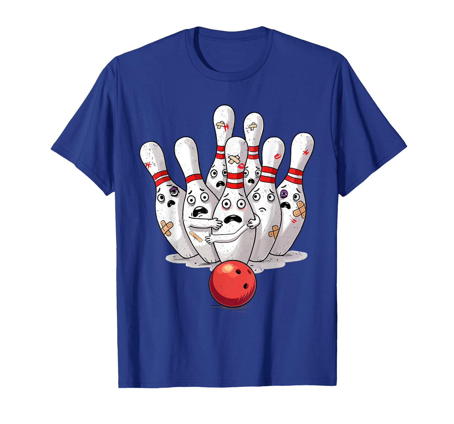 Funny Sport Bowler Scared Bowling Pins Retro Sunset Design T-Shirt