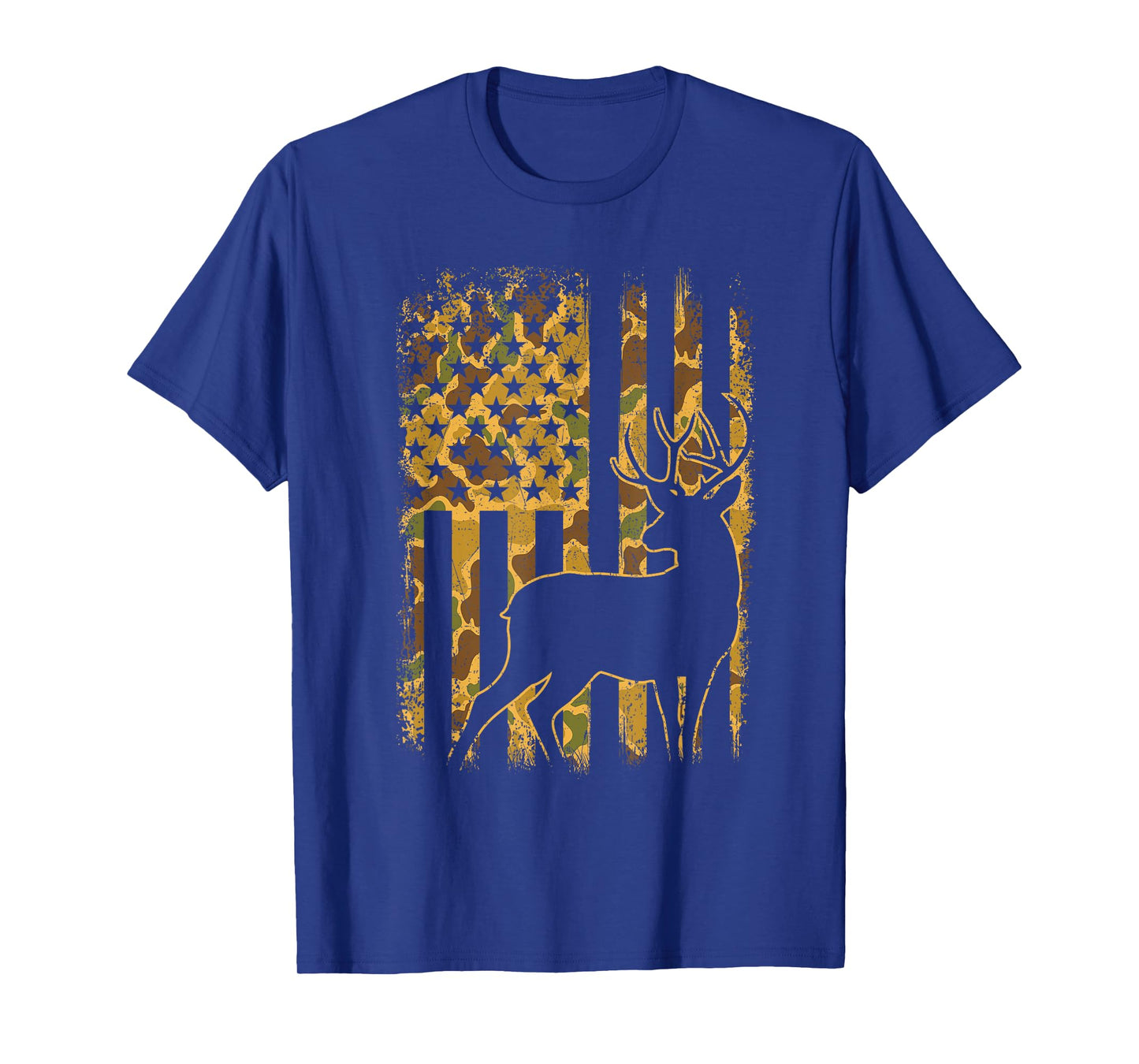 Camo US Flag Deer - Buck Hunting Lover Big Game Hunter T-Shirt